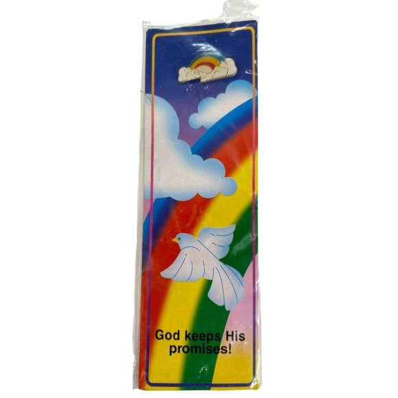 Set of 2 Religious Lapel Pins on Bookmarks Rainbow Hands God - Picture 3 of 6